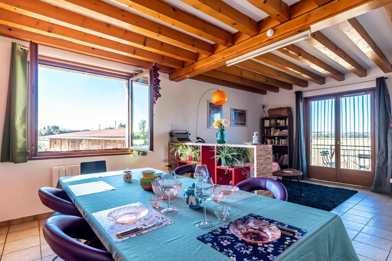 Grand appartement avec vue au calme, Lyon à 25km Communay Esterno foto